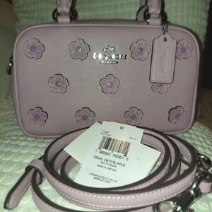 Coach NWT Lilac Satchel Crossbody Bag with Flower Appliques
